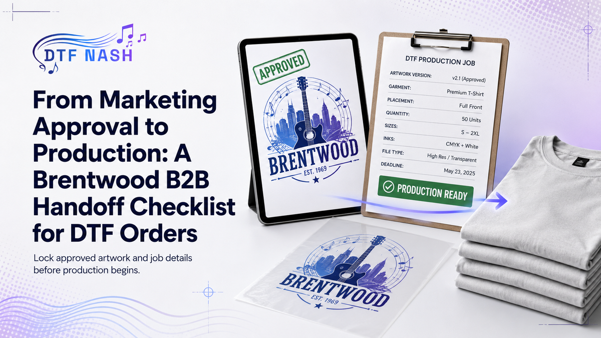 From Marketing Approval to Production: A Brentwood B2B Handoff Checklist for DTF Orders