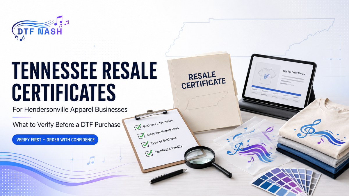 Tennessee Resale Certificates for Hendersonville Apparel Businesses: What to Verify Before a DTF Purchase