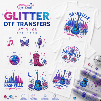 Glitter DTF Transfers By Size