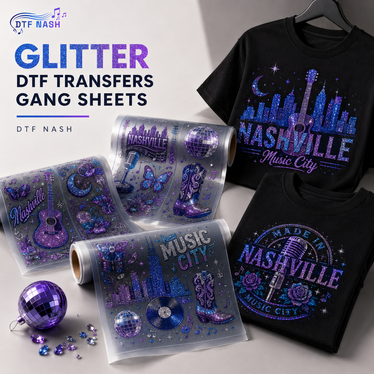 Glitter DTF Transfers Gang Sheets