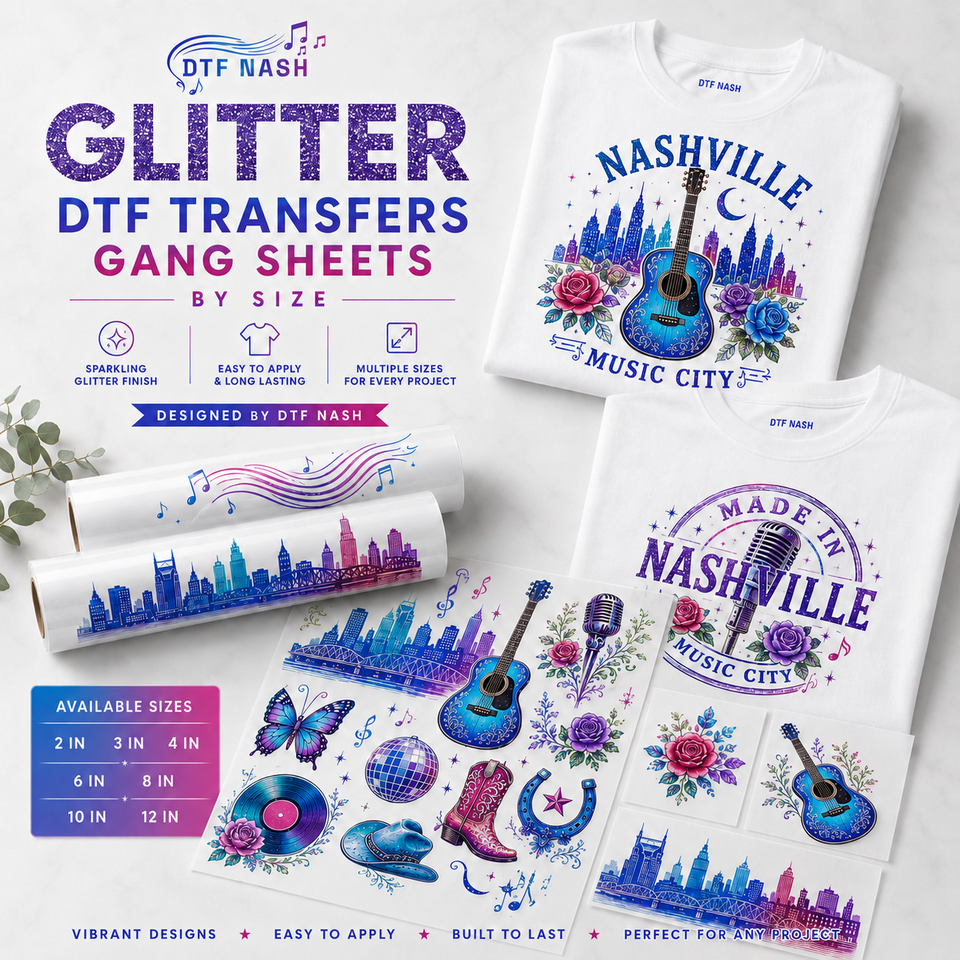 Glitter DTF Transfers Gang Sheets